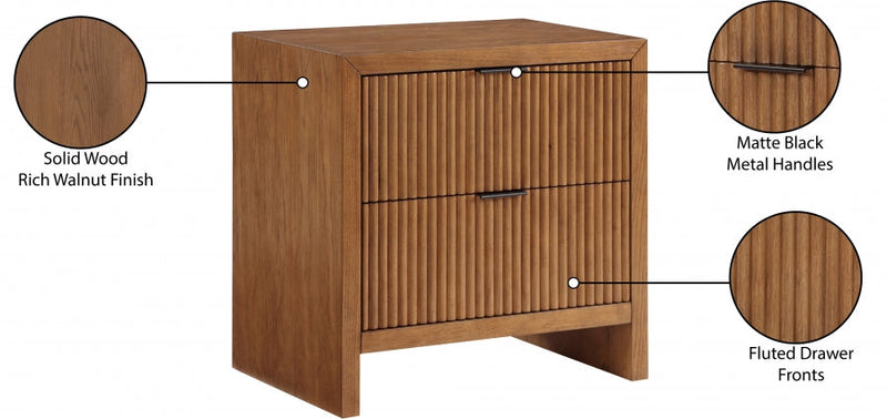 Fairfax Solid Wood And Oak Veneer Nightstand in Brown - 311Walnut-NS