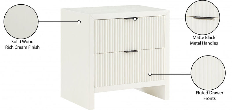 Fairfax Solid Wood And Oak Veneer Nightstand in Cream - 311Cream-NS