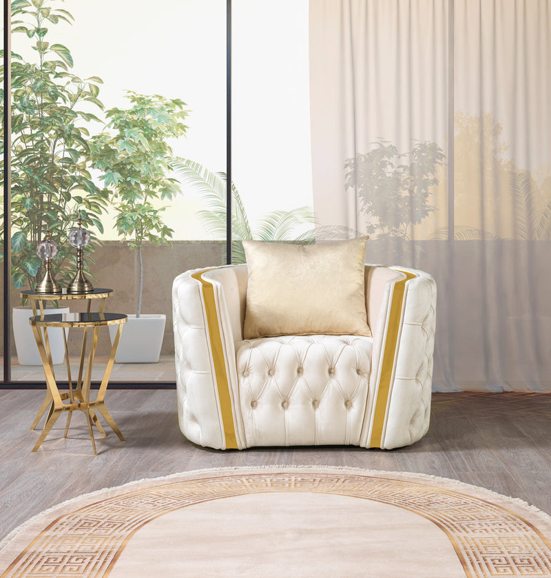 Fanci Ivory Velvet Sofa & Loveseat - FANCIIVORY-SL