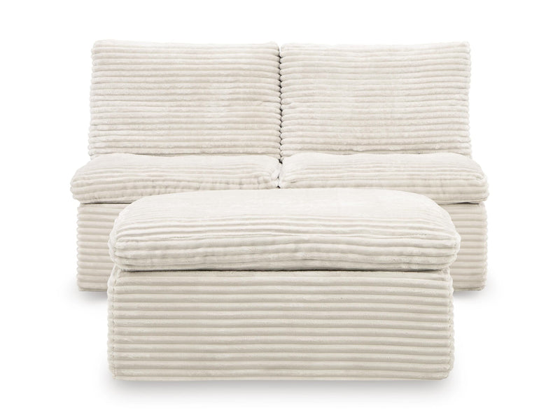Fannin Ivory Armless Chair with Ottoman - PC8430431