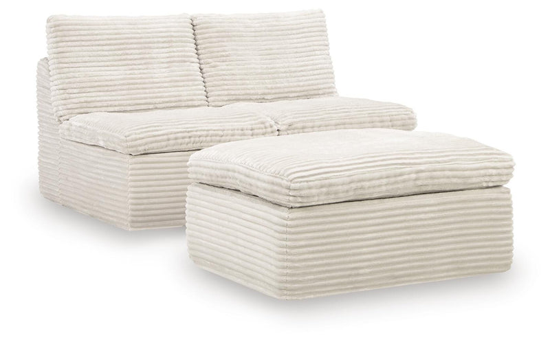 Fannin Ivory Armless Chair with Ottoman - PC8430431