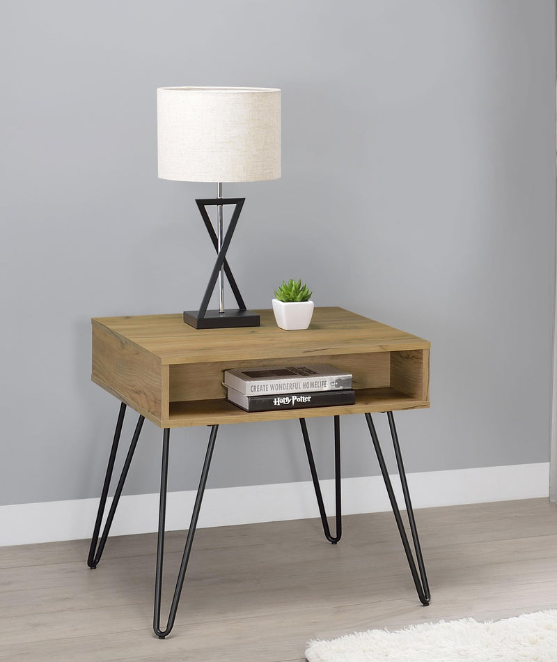 Fanning Engineered Wood Side End Table Golden Oak - 723367