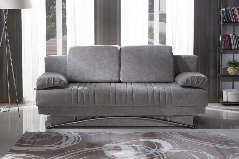 Fantasy 3 Seat Sleeper (Valencia Grey Plain Fabric) 1 Piece - Gate FurnitureSleeper Sofa