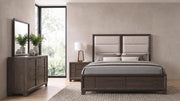 Farre 4-piece Eastern King Upholstered Bedroom Set Dark Brown / Beige - 225321KE-S4