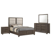 Farre 4-piece Eastern King Upholstered Bedroom Set Dark Brown / Beige - 225321KE-S4