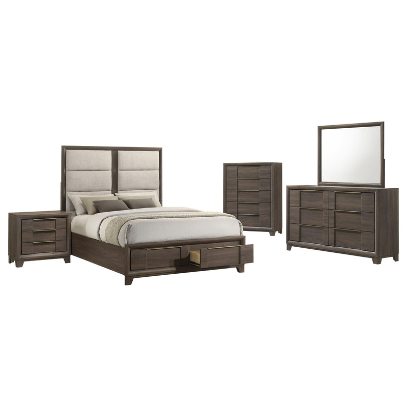 Farre 5-piece Eastern King Storage Bedroom Set Dark Brown - 225320KE-S5