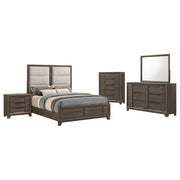 Farre 5-piece Queen Upholstered Bedroom Set Dark Brown / Beige - 225321Q-S5