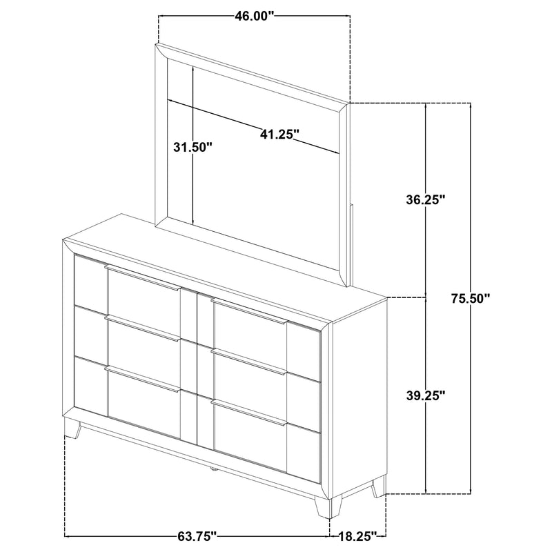 Farre 6-drawer Dresser with Mirror Dark Brown - 225323M