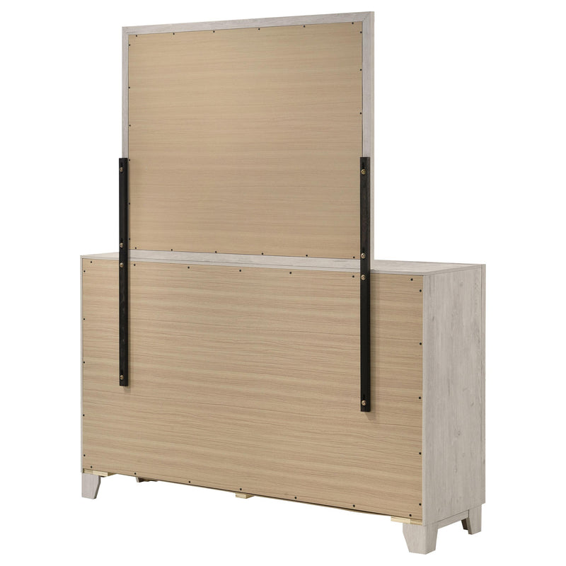 Farre 6-drawer Dresser with Mirror Washed Grey - 225113M