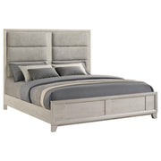 Farre Eastern King Upholstered Platform Panel Bed Washed Grey - 225111KE