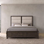Farre Eastern King Upholstered Storage Platform Bed Dark Brown - 225320KE