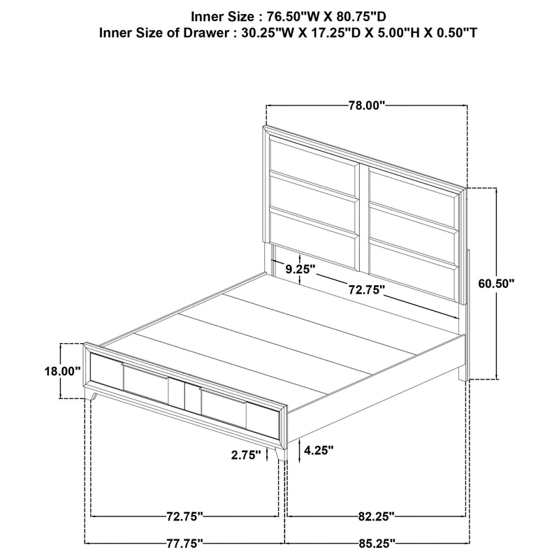 Farre Eastern King Upholstered Storage Platform Bed Dark Brown - 225320KE
