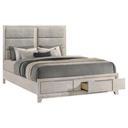Farre Eastern King Upholstered Storage Platform Bed Washed Grey - 225110KE