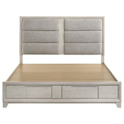Farre Eastern King Upholstered Storage Platform Bed Washed Grey - 225110KE