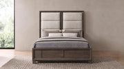 Farre Queen Upholstered Platform Panel Bed Dark Brown - 225321Q