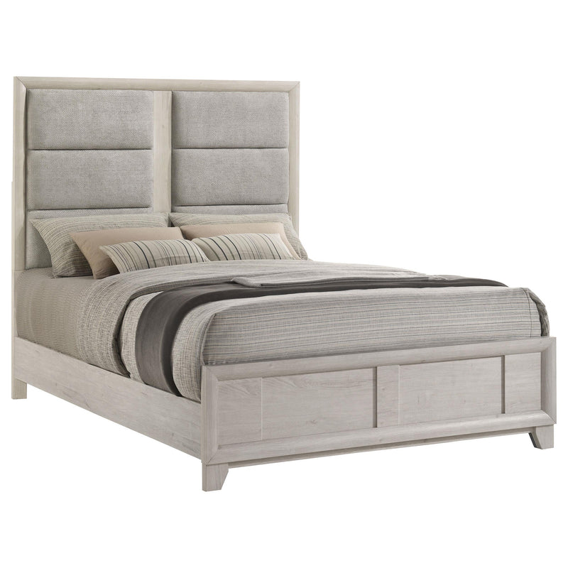 Farre Queen Upholstered Platform Panel Bed Washed Grey - 225111Q