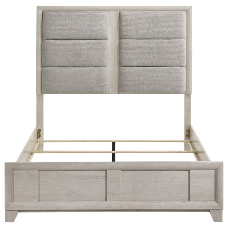 Farre Queen Upholstered Platform Panel Bed Washed Grey - 225111Q