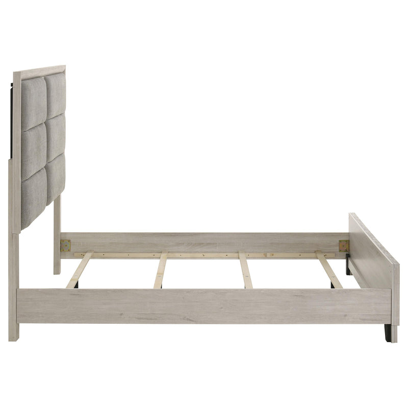 Farre Queen Upholstered Platform Panel Bed Washed Grey - 225111Q