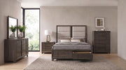 Farre Queen Upholstered Storage Platform Bed Dark Brown - 225320Q