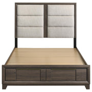Farre Queen Upholstered Storage Platform Bed Dark Brown - 225320Q