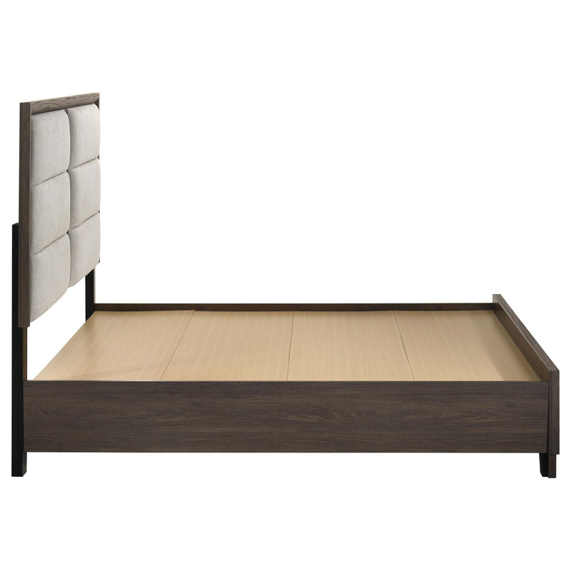 Farre Queen Upholstered Storage Platform Bed Dark Brown - 225320Q