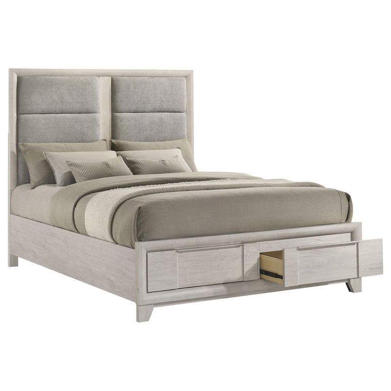 Farre Queen Upholstered Storage Platform Bed Washed Grey - 225110Q