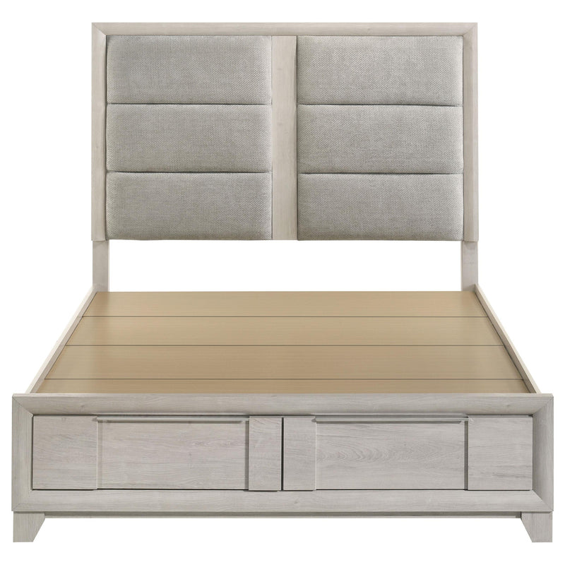 Farre Queen Upholstered Storage Platform Bed Washed Grey - 225110Q