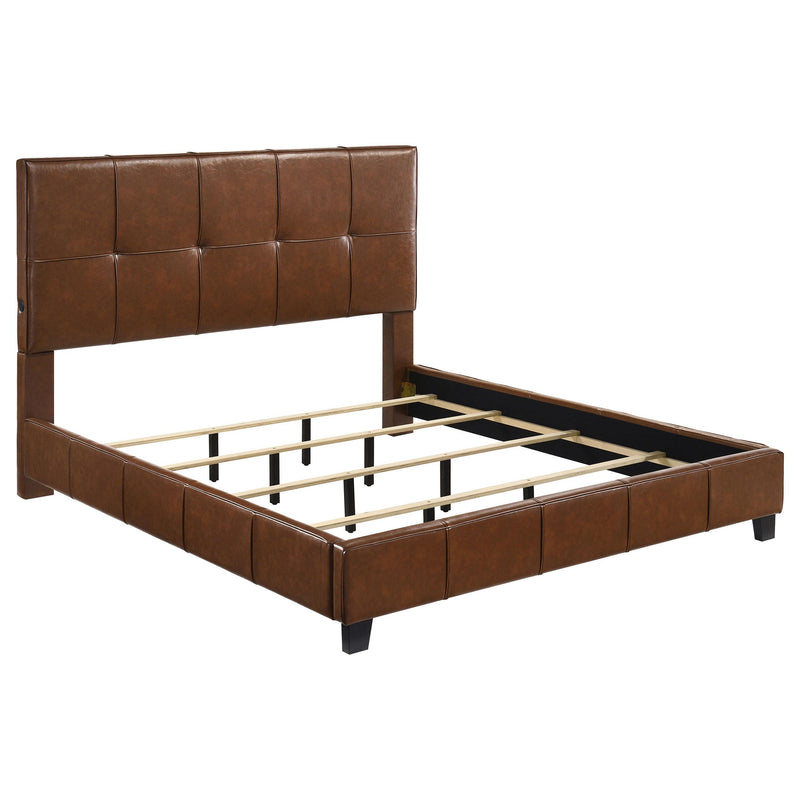 Farrell California King Leatherette Panel Bed Brown - 315923KW