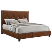Farrell California King Leatherette Panel Bed Brown - 315923KW