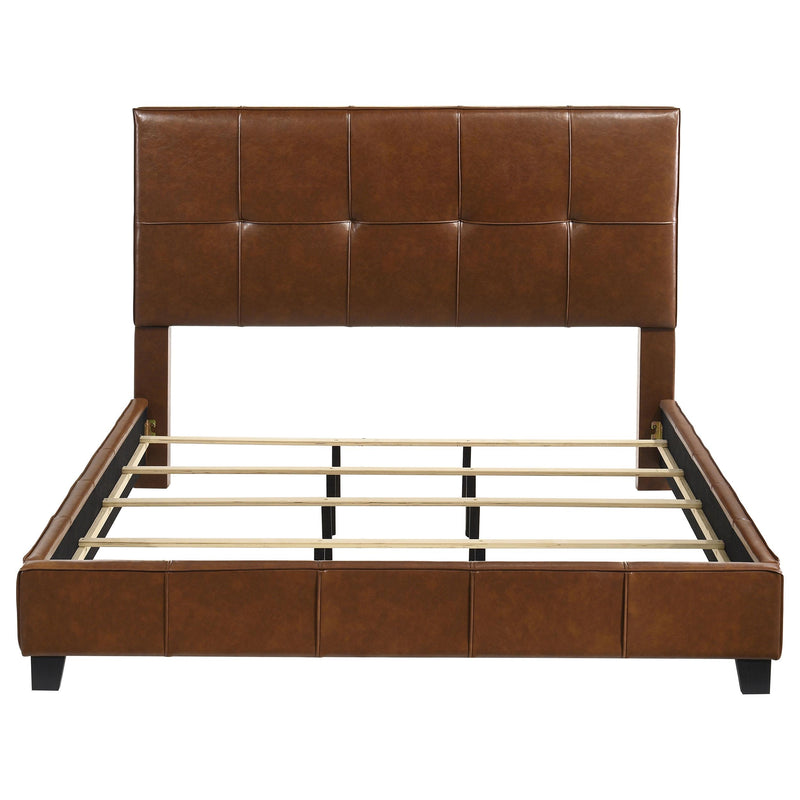 Farrell California King Leatherette Panel Bed Brown - 315923KW