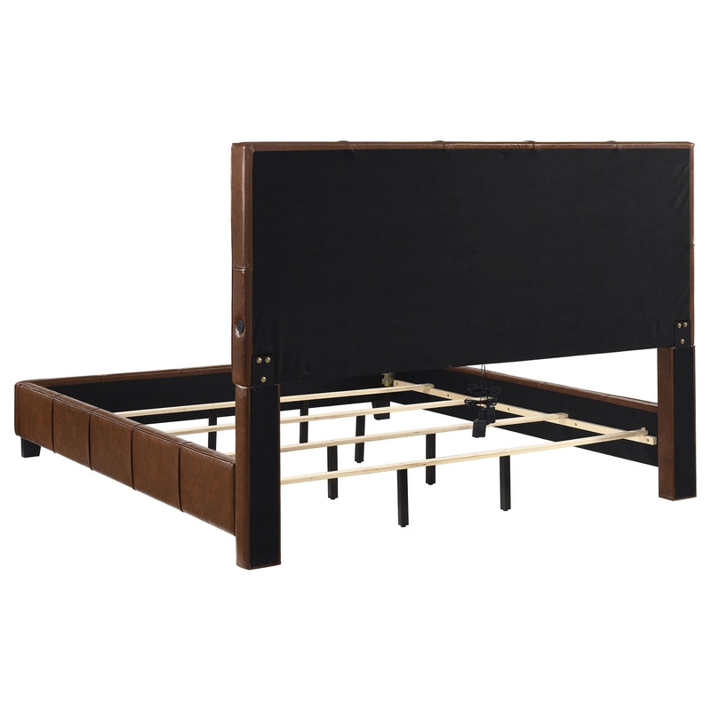 Farrell California King Leatherette Panel Bed Brown - 315923KW