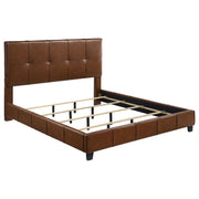 Farrell Eastern King Leatherette Upholstered Panel Bed Brown - 315923KE
