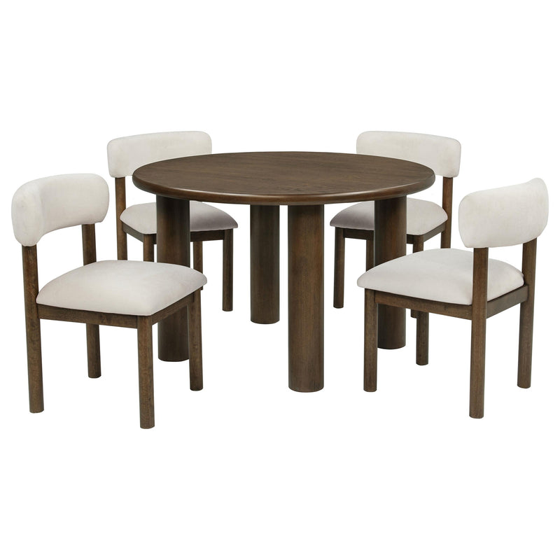Faulkner 5-piece 48-inch Round Dining Set Cream - 115600-S5A