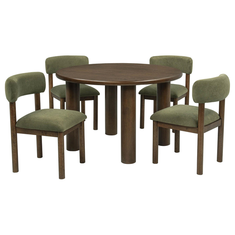 Faulkner 5-piece 48-inch Round Dining Set Moss Green - 115600-S5B