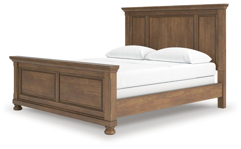 Feddinger California King Panel Bed with Mirrored Dresser and 2 Nightstands in Medium Brown - PKG022325