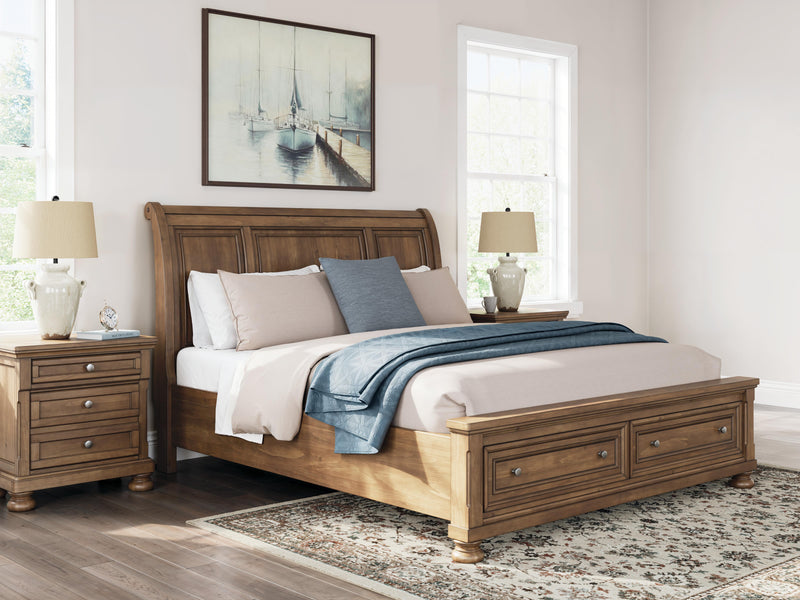 Feddinger California King Storage Sleigh Bed with Dresser in Medium Brown - PKG022346