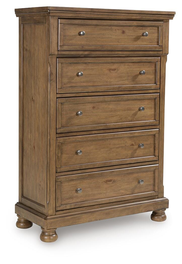 Feddinger King Panel Bed, Dresser, Mirror, Chest and 2 Nightstands - PCB779B22