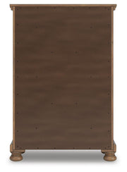 Feddinger King Panel Bed with Mirrored Dresser and Chest in Medium Brown - PKG022320