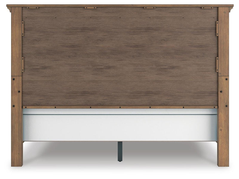 Feddinger King Panel Bed with Mirrored Dresser and Chest in Medium Brown - PKG022320