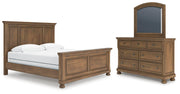 Feddinger King Panel Bed with Mirrored Dresser in Medium Brown - PKG022316