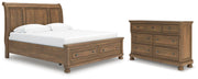 Feddinger King Storage Sleigh Bed with Dresser in Medium Brown - PKG022338