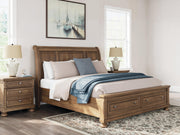 Feddinger King Storage Sleigh Bed with Dresser in Medium Brown - PKG022338