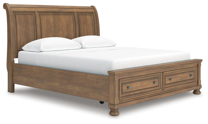 Feddinger Medium Brown California King Storage Sleigh Bed - PCB779B9