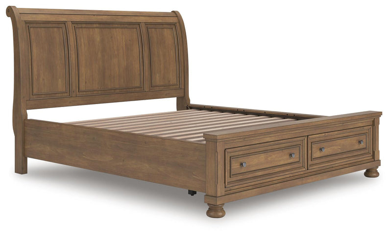 Feddinger Medium Brown California King Storage Sleigh Bed - PCB779B9