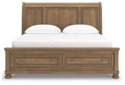Feddinger Medium Brown California King Storage Sleigh Bed - PCB779B9