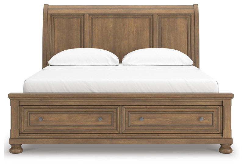 Feddinger Medium Brown California King Storage Sleigh Bed - PCB779B9
