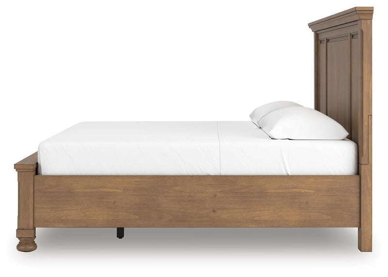 Feddinger Medium Brown King Panel Storage Bed, Dresser, Mirror, Chest and Nightstand - PCB779B17