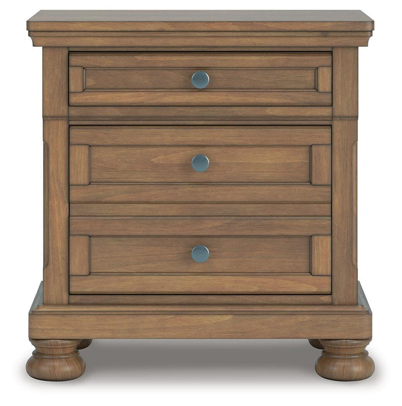 Feddinger Medium Brown King Panel Storage Bed, Dresser, Mirror, Chest and Nightstand - PCB779B17