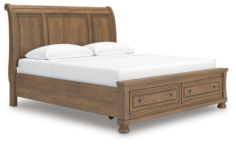 Feddinger Medium Brown King Storage Sleigh Bed - PCB779B8