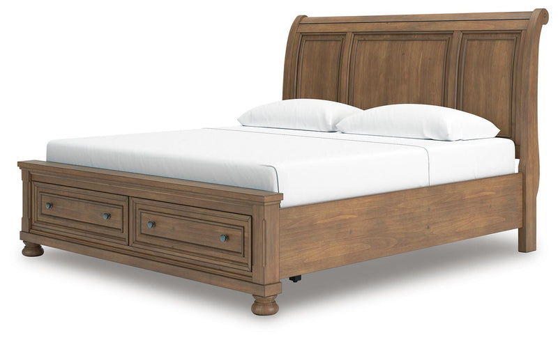 Feddinger Medium Brown King Storage Sleigh Bed - PCB779B8